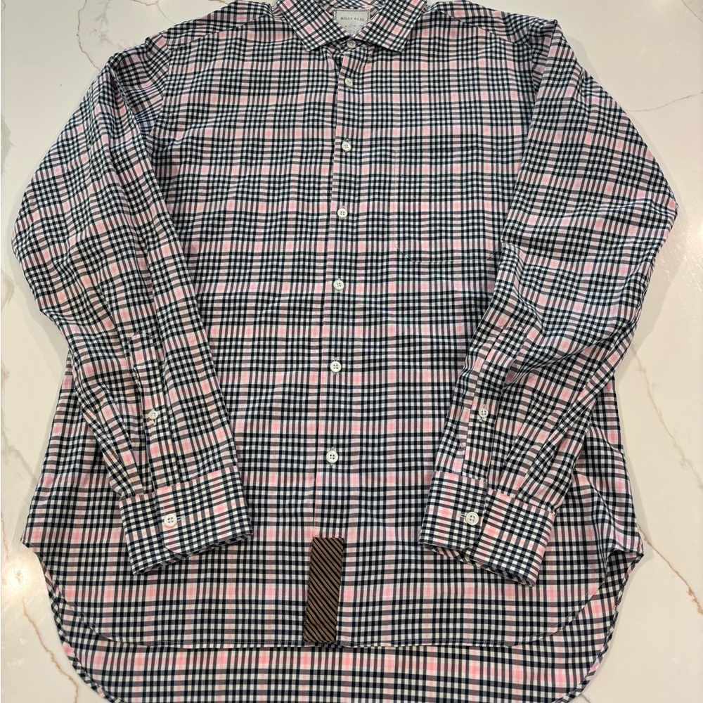 Billy Reid Pink and Black Checkered Shirt
